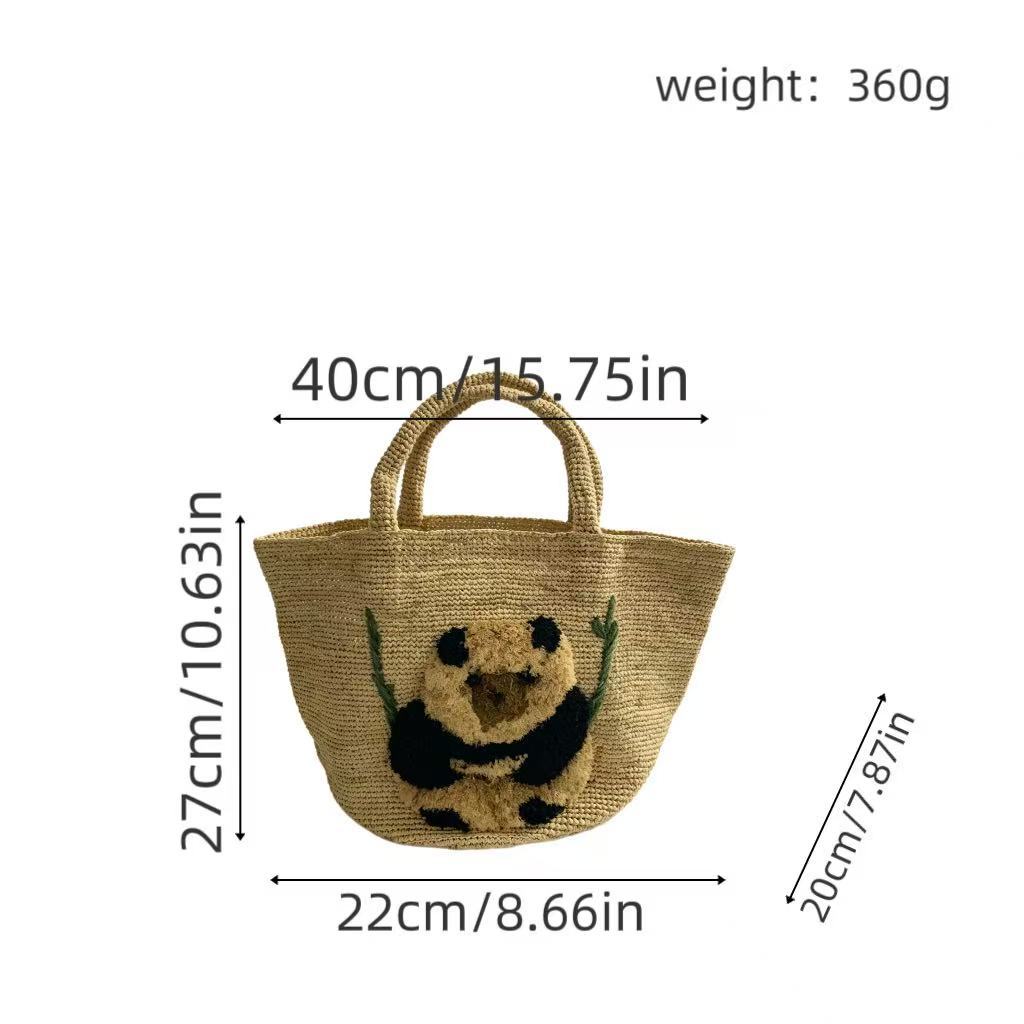 South Sea suitable basket bag with panda motif Stornfield
