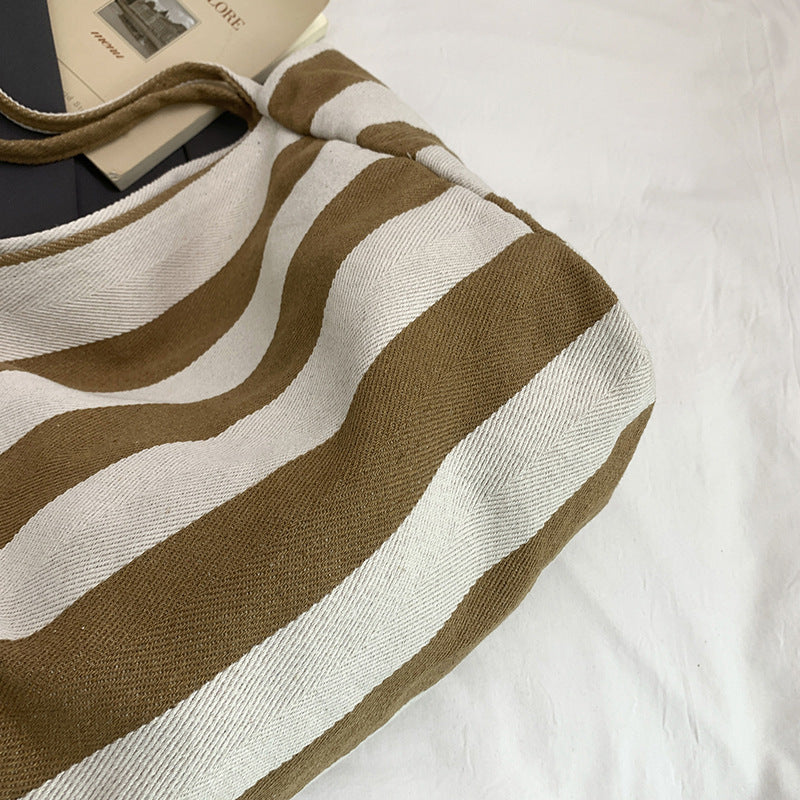 Stylish Striped Shoulder Tote Bag