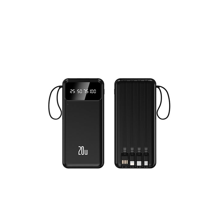 Powerbank with integrated multifunctional charging cables and digital display Stornfield