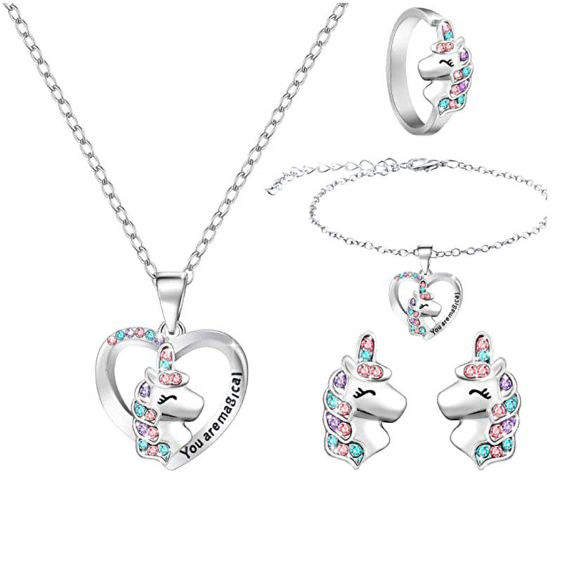 Unicorn Family Heart Pendant Necklace Stornfield