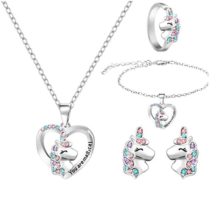 Unicorn Family Heart Pendant Necklace Stornfield