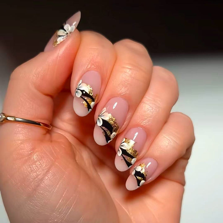 Elegant Floral Tip Press-On Nails Stornfield
