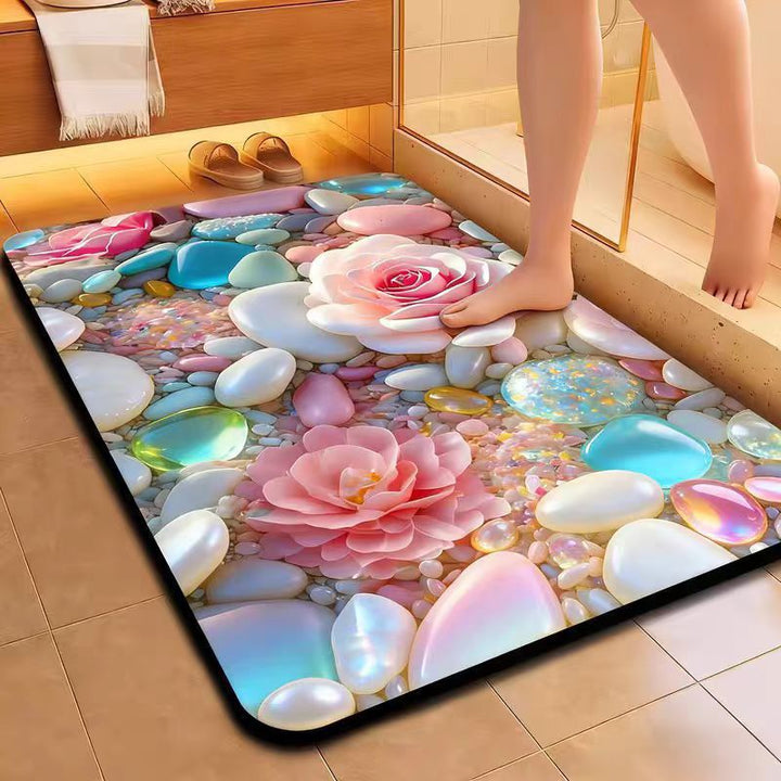 Artistic Floral Bath Mat