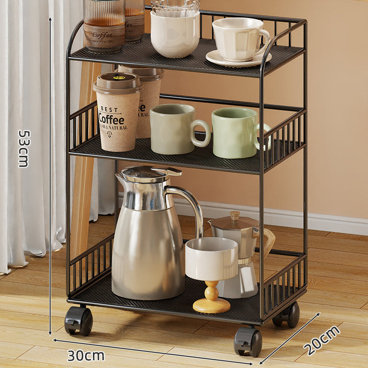 Compact Two-Tier Mesh Serving & Utility Cart with Locking Swivel Casters