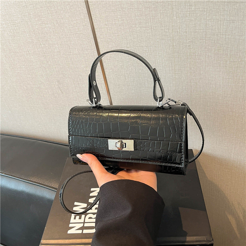 Crocodile-Patterned Structured Handbag