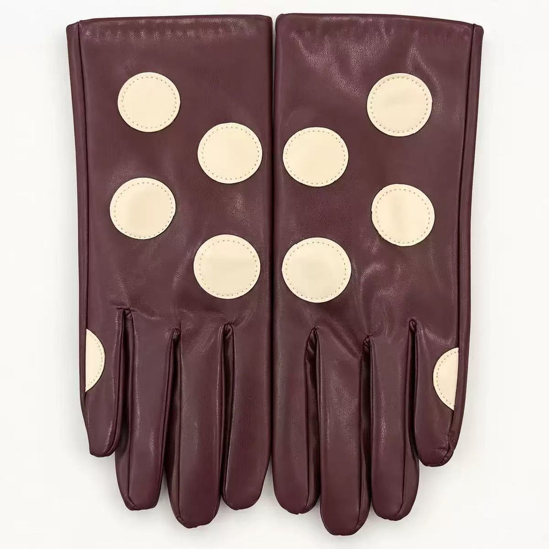 Stylish Leather Touchscreen Gloves with Polka Dot Accents Stornfield