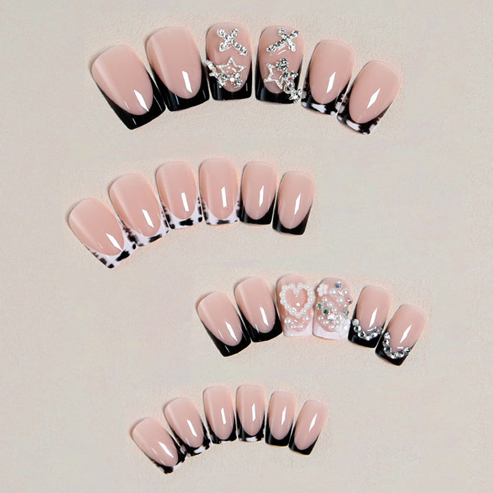 Artistic 3D Nail Tips with Pearl and Bow Accents Stornfield