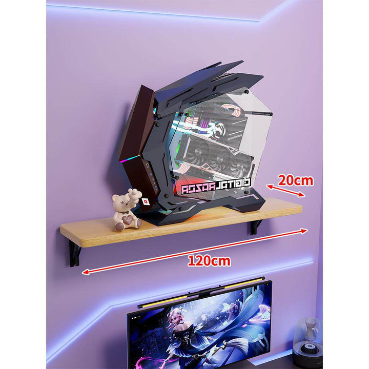 Wall-Mount Floating Shelf for Mid-Tower Gaming PC with Reinforced Brackets