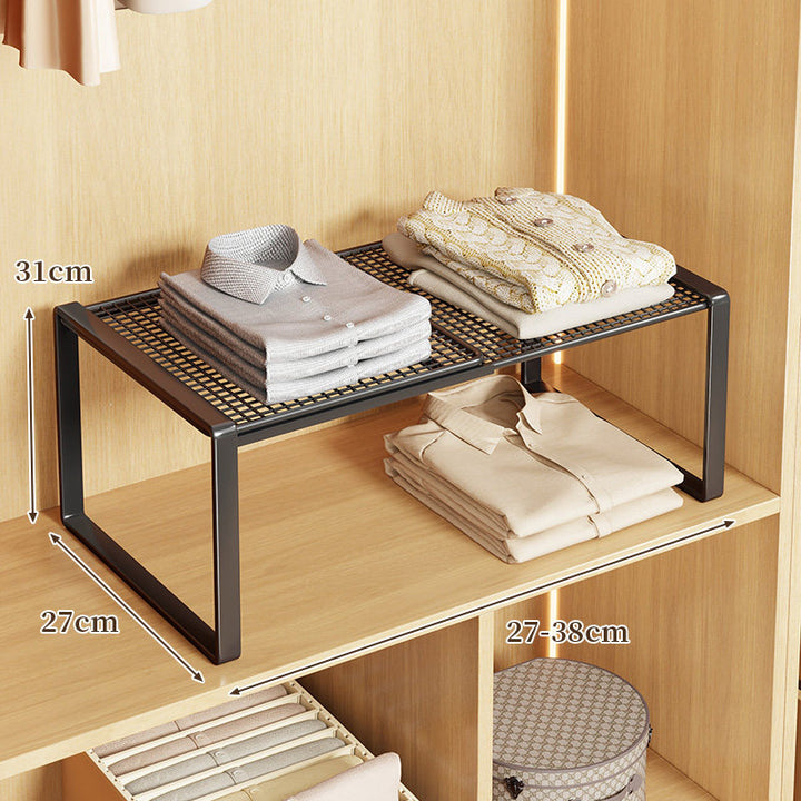 Expandable Metal Closet Shelf Riser and Stackable Wardrobe Organizer