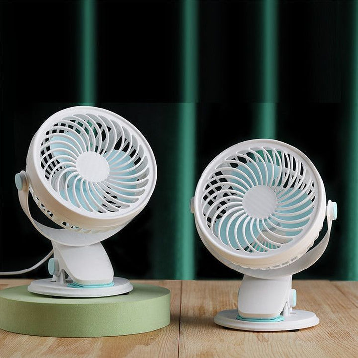 Unisex portable table fan with rechargeable battery and clip mount tiltable fan head Stornfield