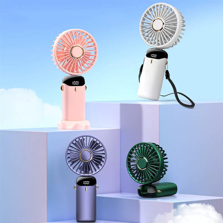 Unisex One Size Foldable Rechargeable Hand Fan with LED Battery Status Indicator and Removable Charging Station Stornfield