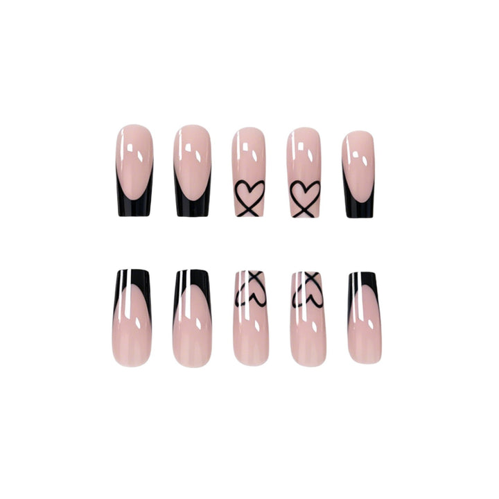 Elegant Heart-Patterned Acrylic Nail Design Stornfield