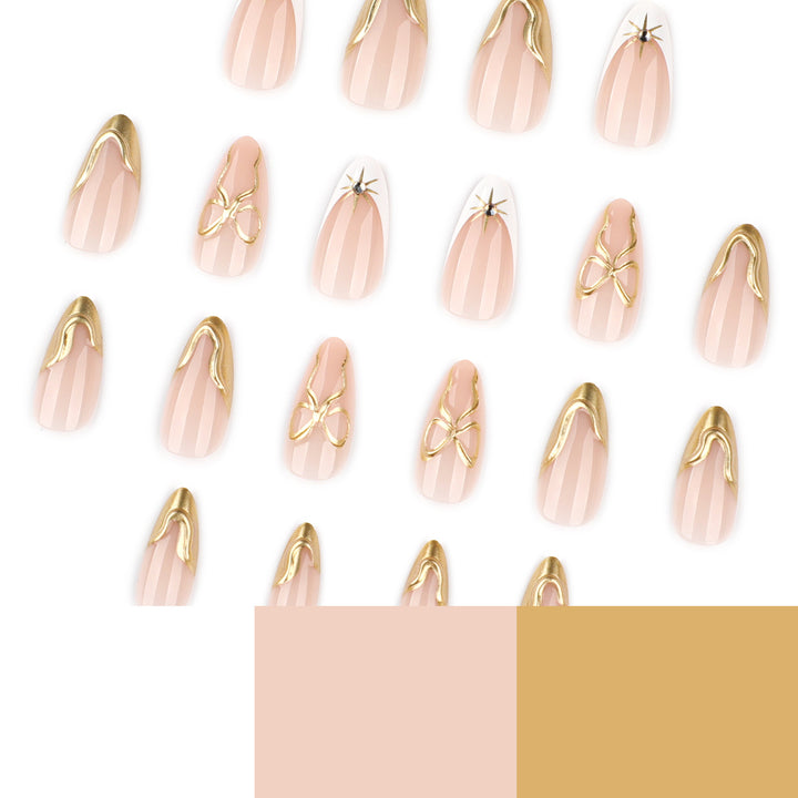 Artistic stiletto nails with elegant gold accents Stornfield