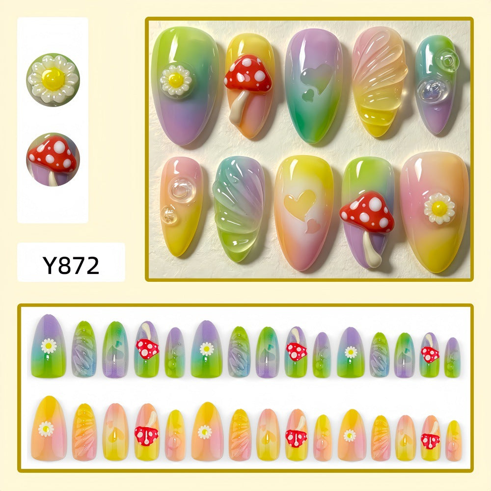 Creative Art Nails In Playful Leaf and Mushroom Design Stornfield
