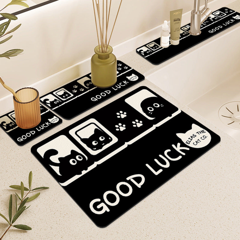Playful Cat-Themed Kitchen Mat