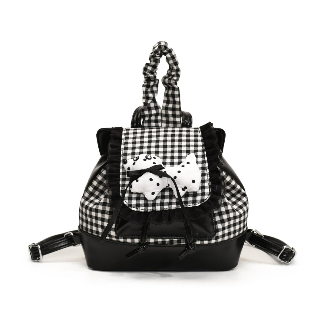 Playful backpack with checkered pattern and animal appliqué Stornfield
