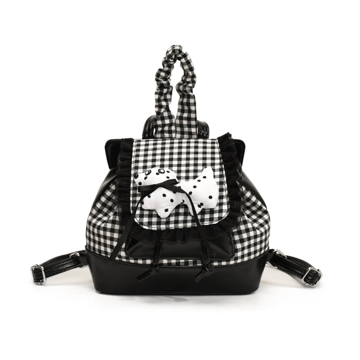 Playful backpack with checkered pattern and animal appliqué Stornfield