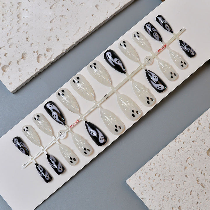 Ghost-Themed Press-On Nail Art Set Stornfield