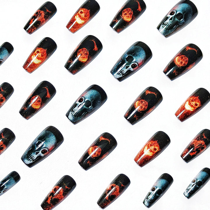 Creative acrylic nails with skull design Stornfield