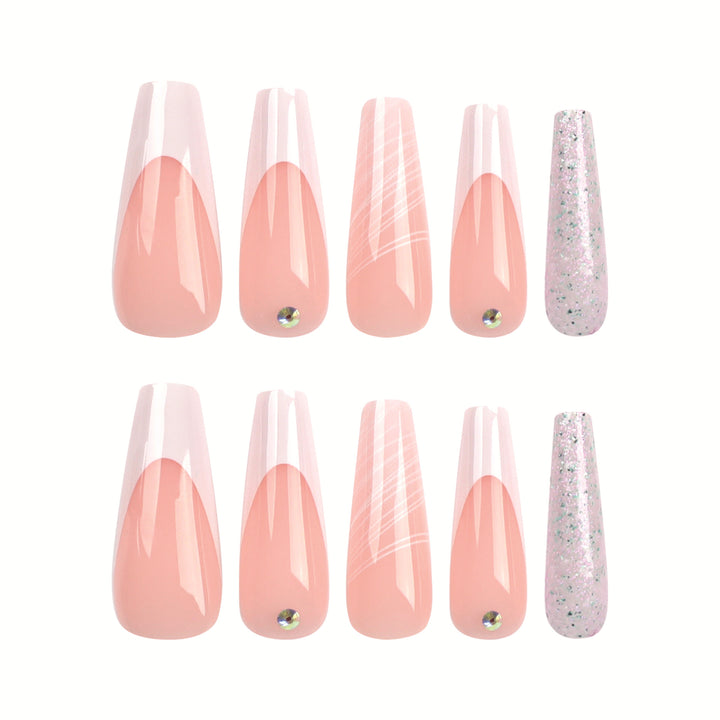 Artificial nail extensions with elegant glitter design Stornfield