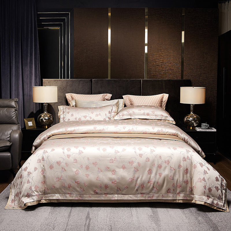 Silky Sateen Marble-Print Duvet Cover Ensemble with Reversible Back and Hidden Corner Ties