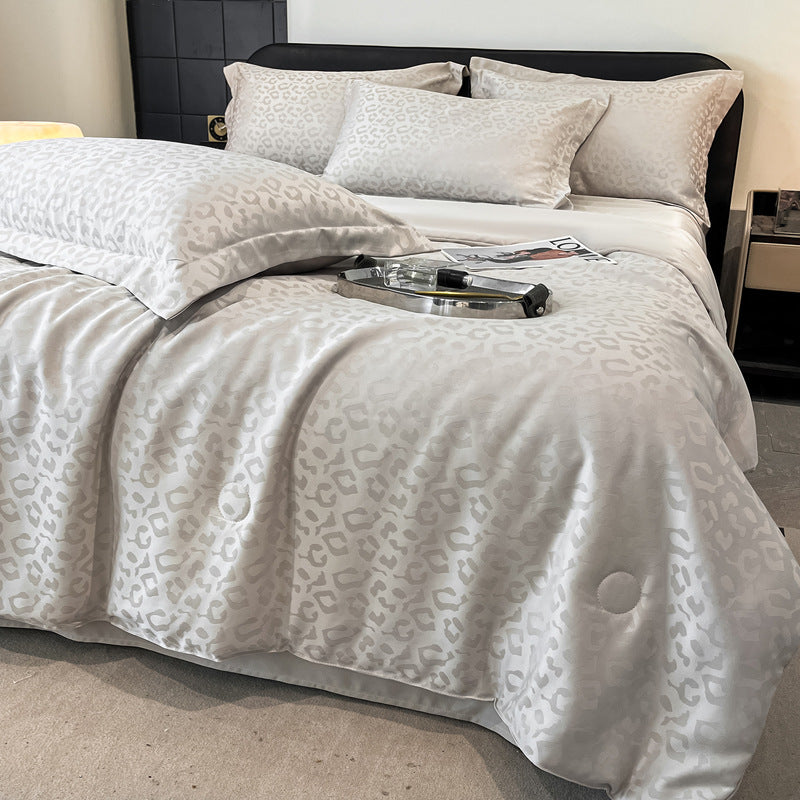 Elegant Satin Leopard Print Bedding Set