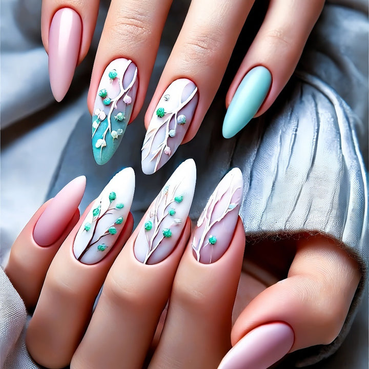 Artificial nails in romantic floral design Stornfield