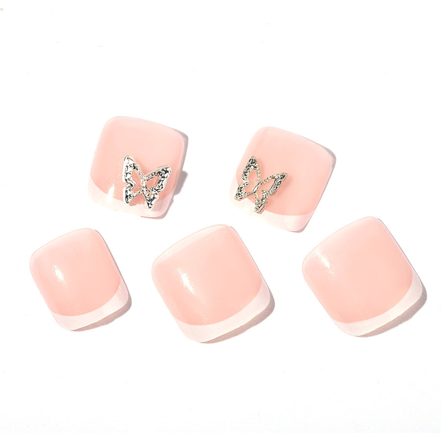 Elegant Decorative Press-On Nail Set with Butterfly Accents Stornfield