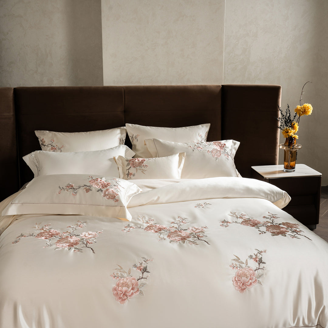 Embroidered Satin Duvet Cover Bedding Set
