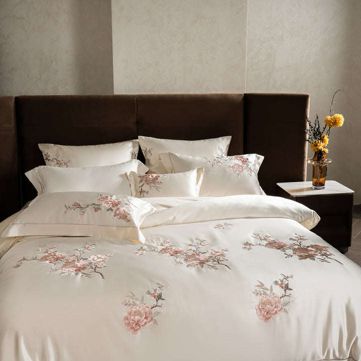 Embroidered Satin Duvet Cover Bedding Set