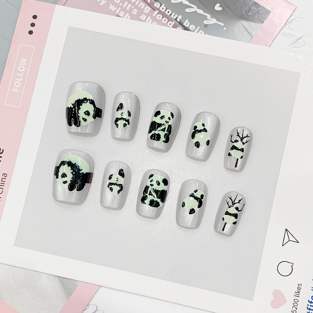 Artificial Nail Tips with Panda Design Stornfield
