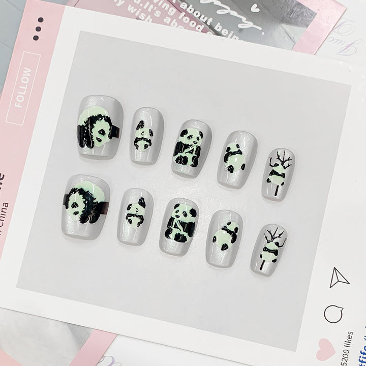 Artificial Nail Tips with Panda Design Stornfield