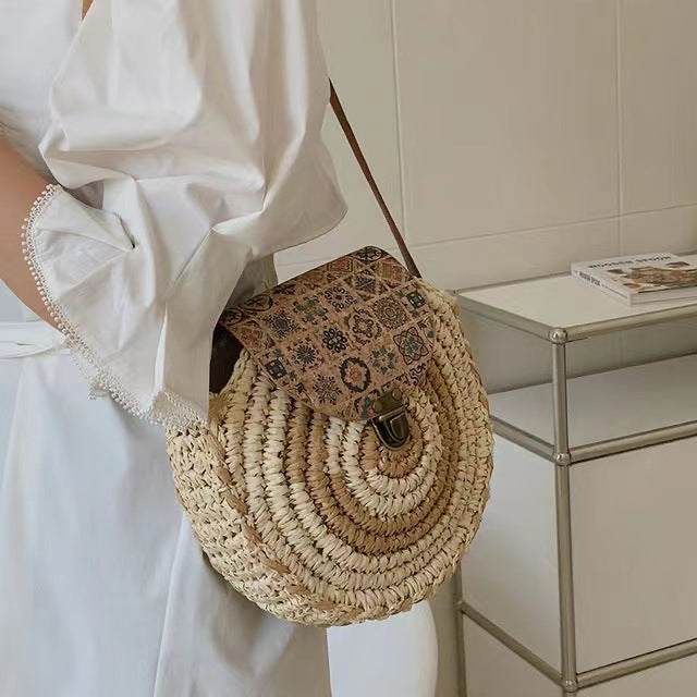 Round Bast Bag with Adjustable Leather Strap Stornfield