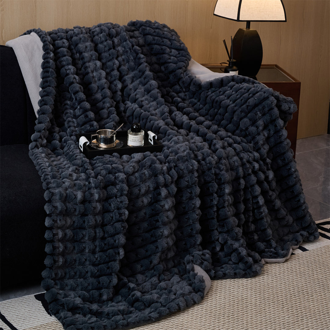 Chunky Knit Plush Throw Blanket