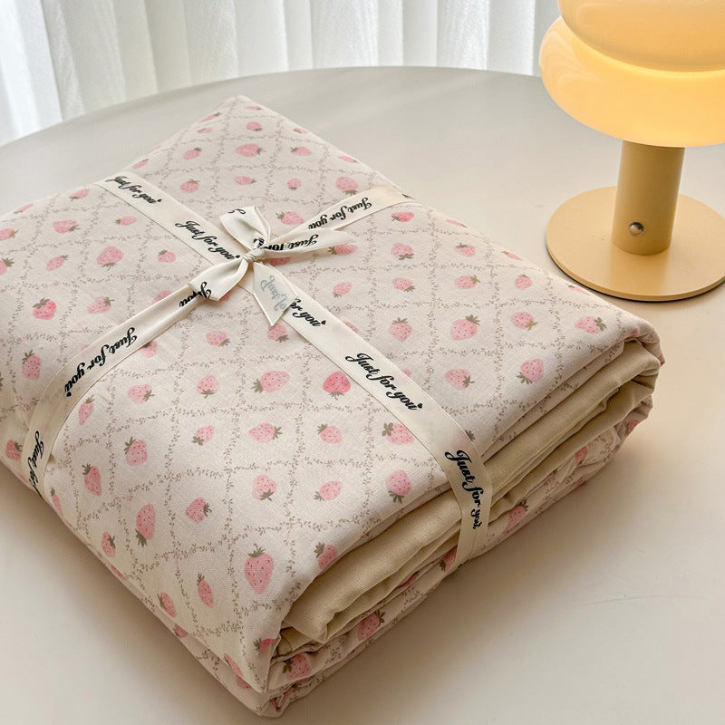Plaid Cotton Sateen Duvet Cover and Pillowcase Bedding Set