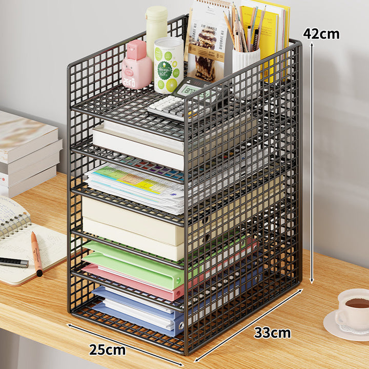 Mesh Two-Tier Desktop Document and Stationery Organizer