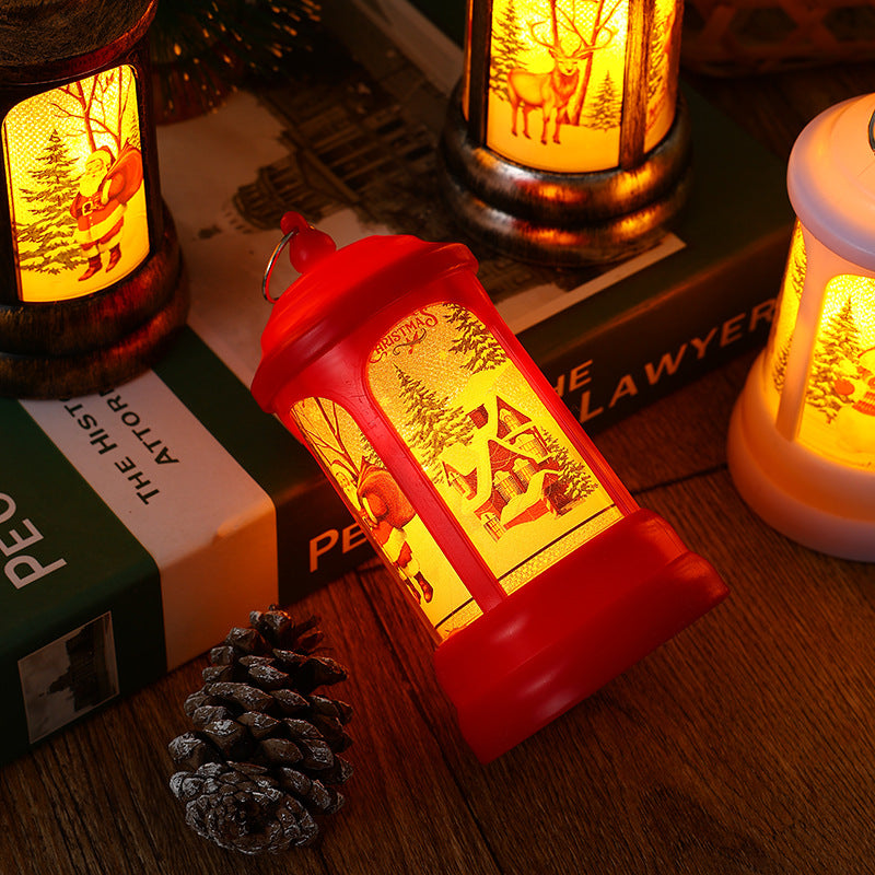 Nostalgic Christmas lantern with glowing Santa Claus motif Stornfield