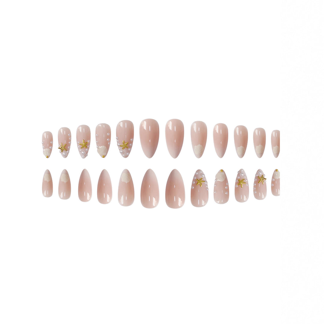 Artistic Shell-Inspired Press-On Nail Art Stornfield