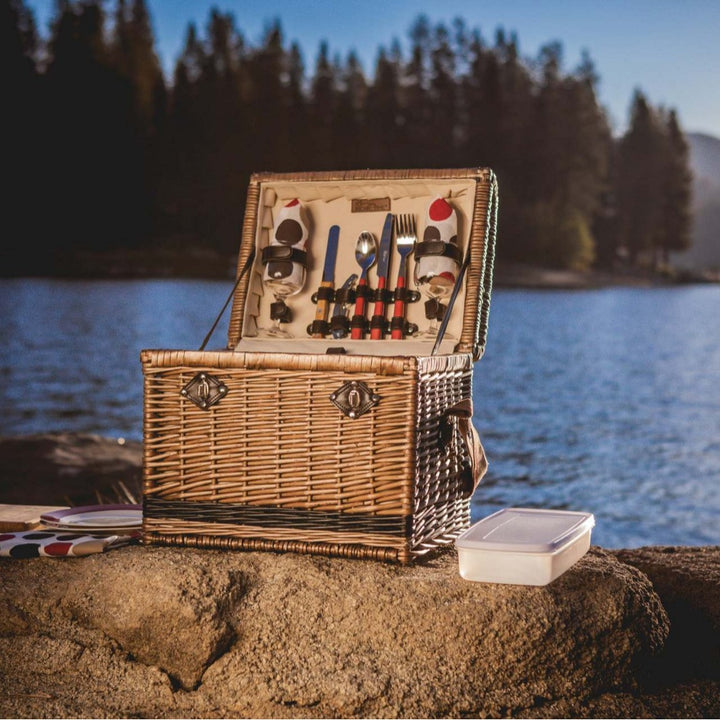 Ladies High-Quality Picnic Basket with Durable Leather Handles Stornfield