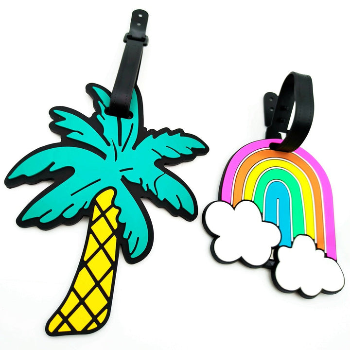 silicone rainbow-shaped luggage tag with adjustable buckle strap soft PVC travel ID tag Stornfield