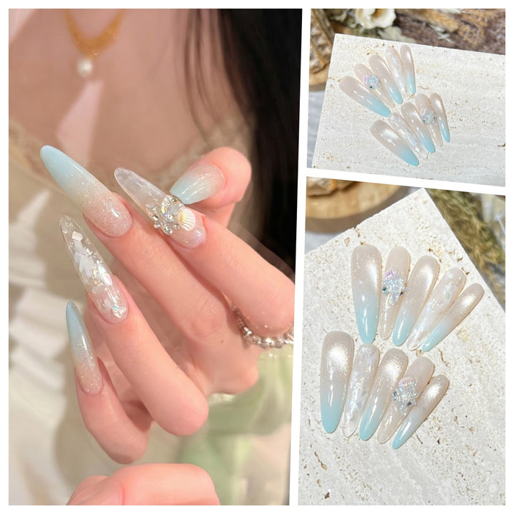 Artistic Stiletto Press-On Nail Set with Charming Patterns Stornfield