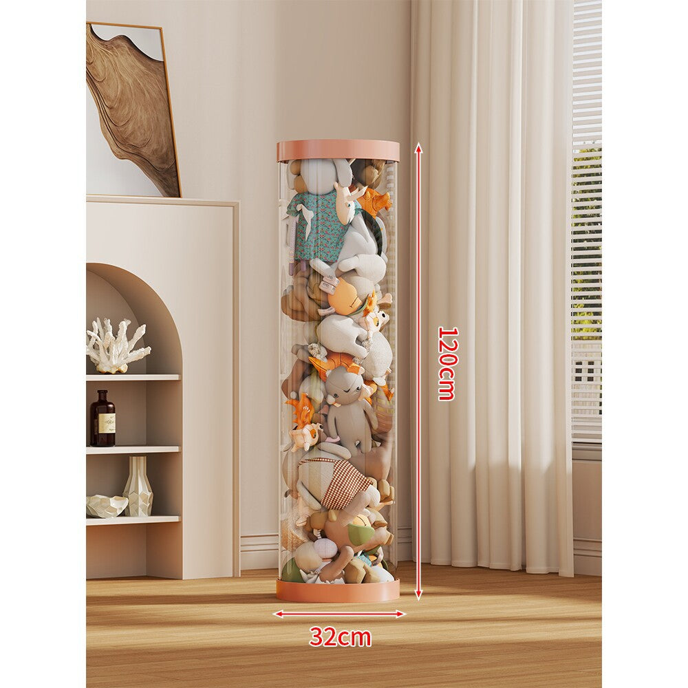 LED-lit Transparent Plush Toy Showcase Cylinder
