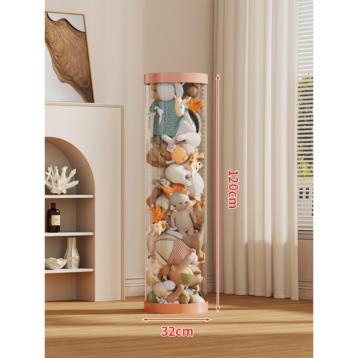LED-lit Transparent Plush Toy Showcase Cylinder