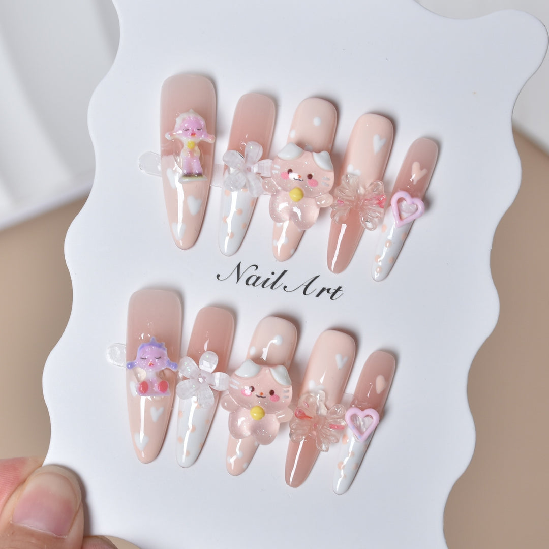 Whimsical 3D Character-Themed Press-On Nail Set Stornfield