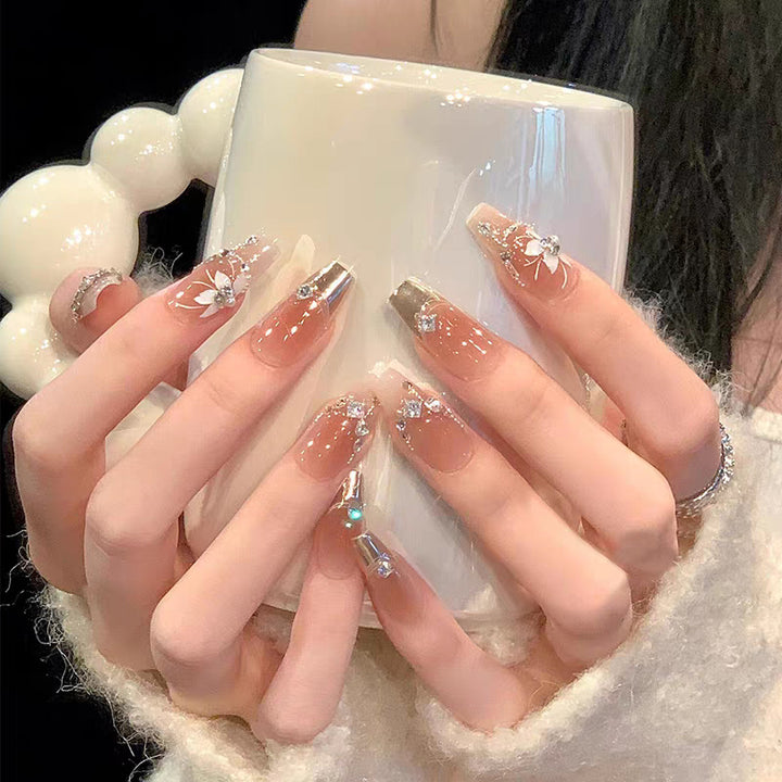 Artistic Character-Embossed Press-On Nail Set Stornfield