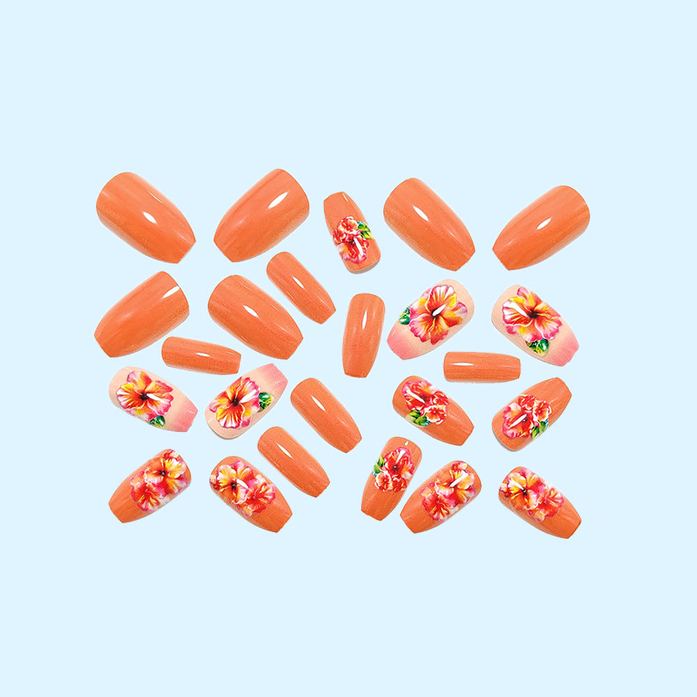 Shiny artificial nails with floral design Stornfield