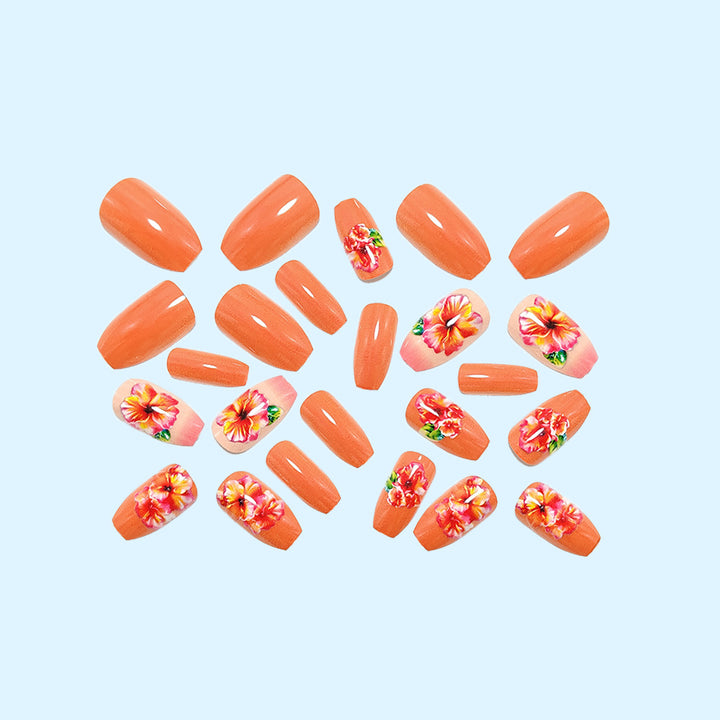 Shiny artificial nails with floral design Stornfield