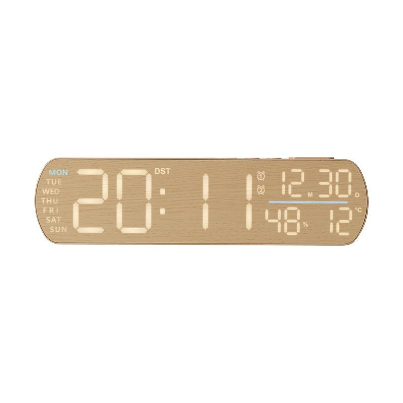 Digital alarm clock with wood look and temperature display Stornfield