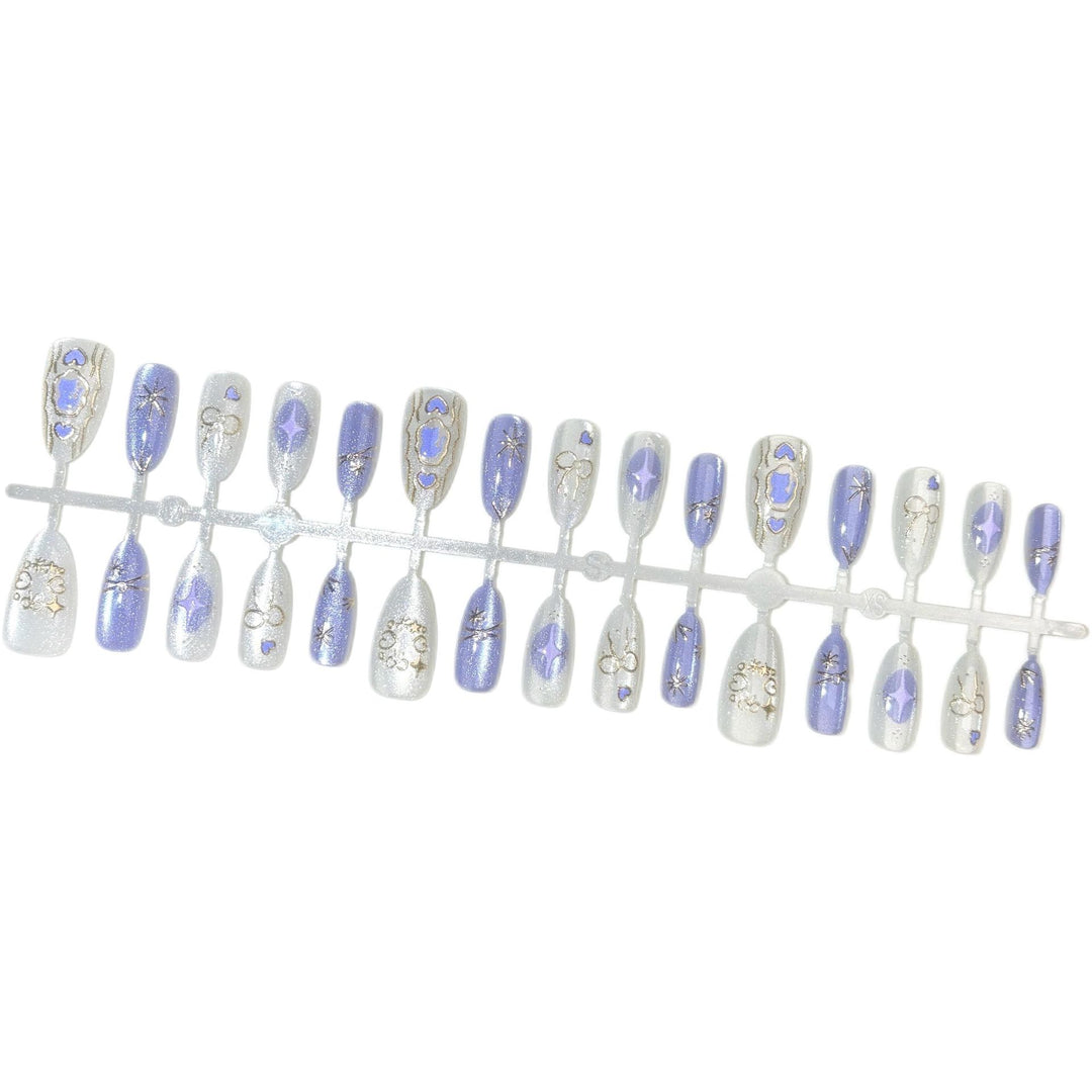 Decorative Press-On Nail Art Set with Shimmering Designs