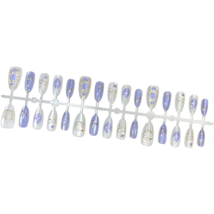 Decorative Press-On Nail Art Set with Shimmering Designs